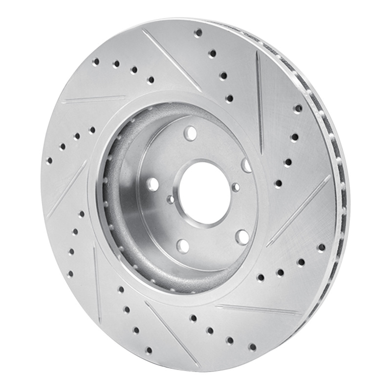 Subaru Legacy Brake Rotor (1) - Front Left - R1 Concepts - Drilled & Slotted - Silver - `06-`21